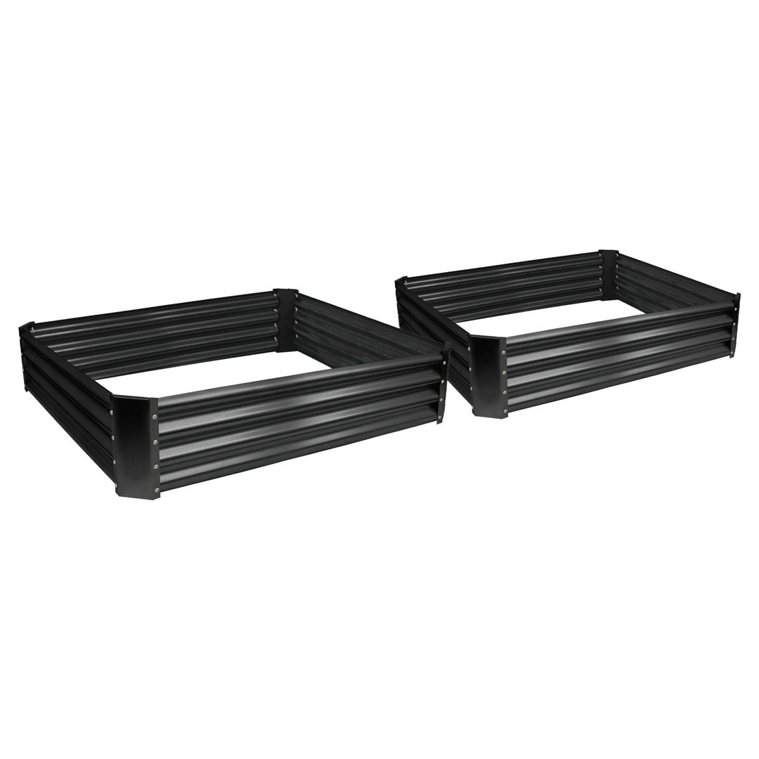 Harbour Housewares - Square Galvanised Steel Raised Garden Bed Planters - 120cm x 120cm - Set of 2