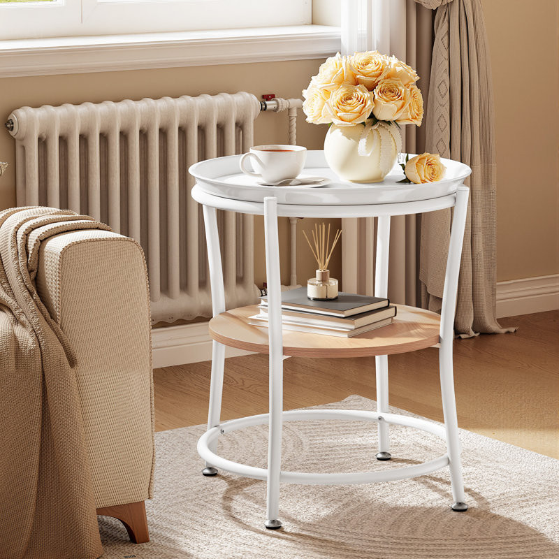 Tray Top End Table, Natural/White, White
