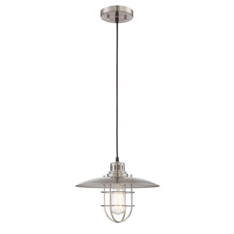 Luminaire suspendu conique à 1 lumière Layshia, Nickel brossé