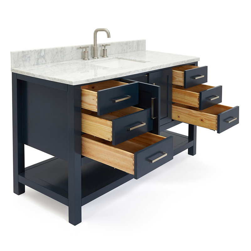 Magnolia Bath Vanity Rectangular Basin S061SCW2R, Midnight Blue, Rectangular, 55"