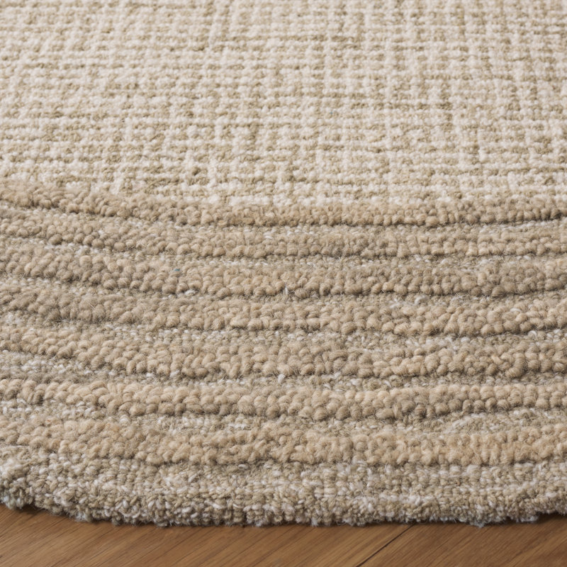 Tapis ébène vert clair / beige 425, Rond 6 pi