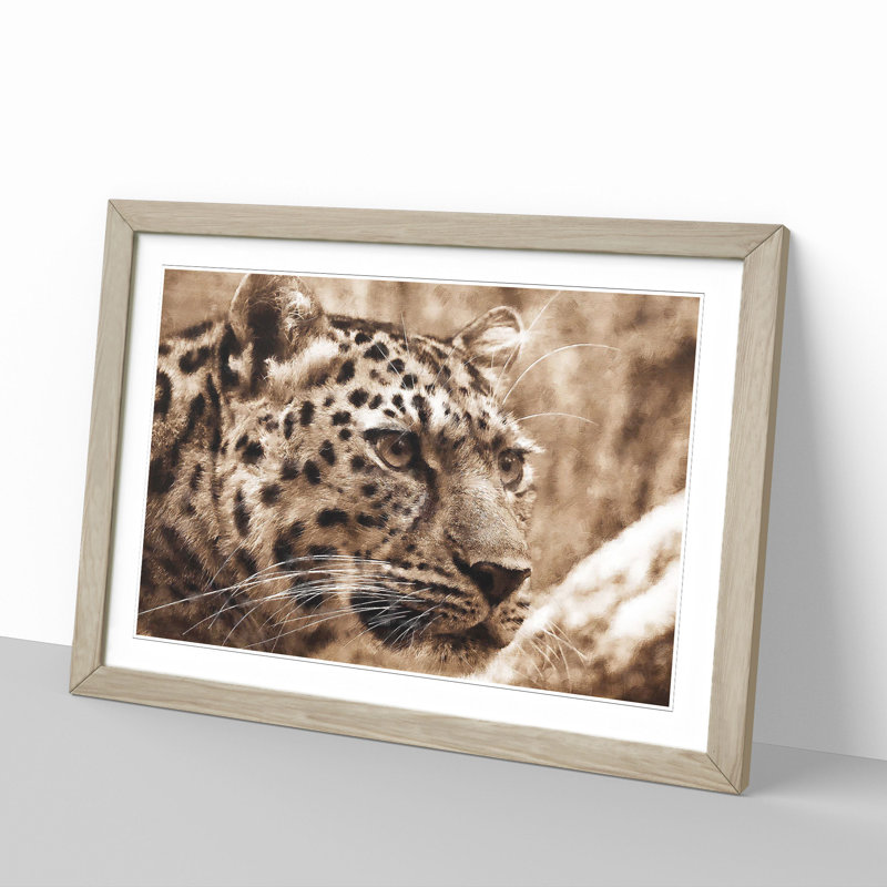 Leopard Vol.3 - Picture Frame Painting, 27cm H x 36cm W x 2cm D, Oak Framed