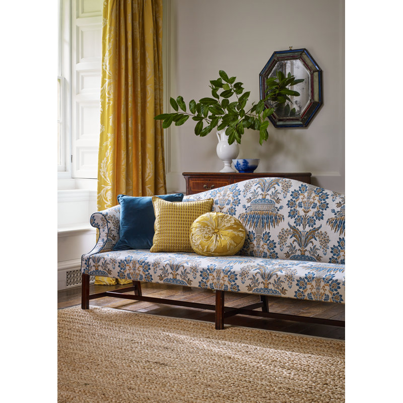 Suffolk Long Gallery Brocade Fabric, Quartz Gray/Rose