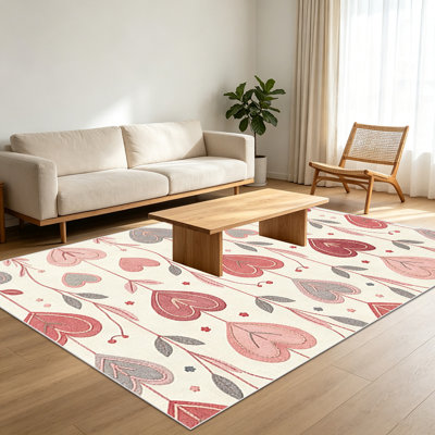 Tapis 1 pièce à motif de cœur pour le salon, doux et confortable, convient à toutes les saisons, facile à entretenir, tapis d'intérieur lavable à la machine, sous la table de ferme convenant à la chambre à coucher