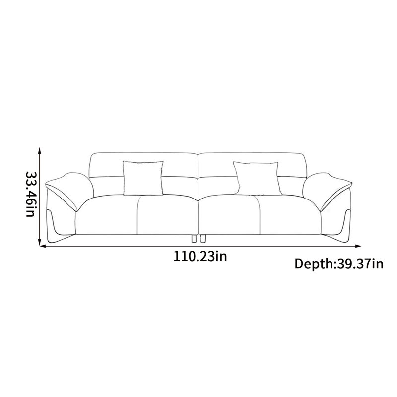 Canapé moderne en tissu, H 33,46 po x l 110,23 po x P 39,37 po, 4