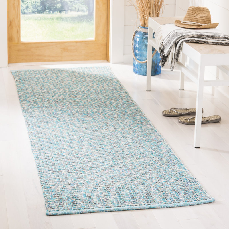 Tapis abstrait en coton tissé à la main Alberta, Tapis de couloir 2 pi 3 po x 7 pi