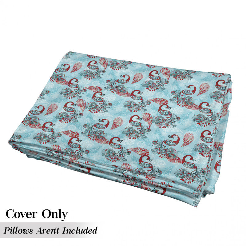 Housse de coussin d'extérieur Peacocks and Snowflakes, H 2 po x l 36 po x P 88 po, Bleu/rouge