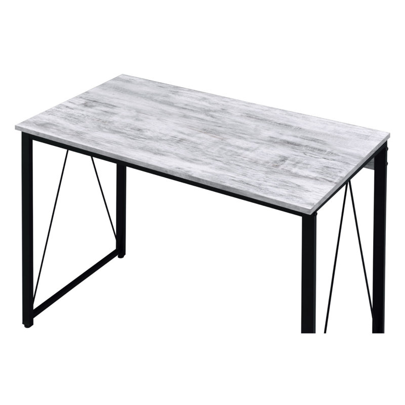 Bureau d'écriture rectangulaire avec base en métal, Blanc