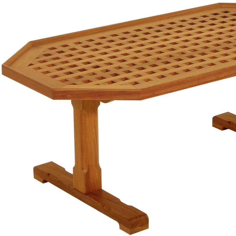 Table basse hexagonale en bois de teck massif brun 19 po Gracie Mills - transitionnel
