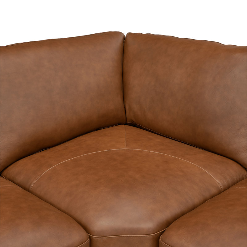 Aness Upholstered L-Shaped Sectional Reversible, Chesnut Leather Match