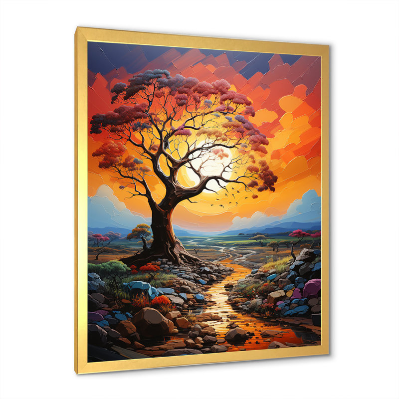 Baobab africain avec des couleurs de l'arc-en-ciel - reproduction d'art sur toile, arbre baobab, H 20 po x l 12 po