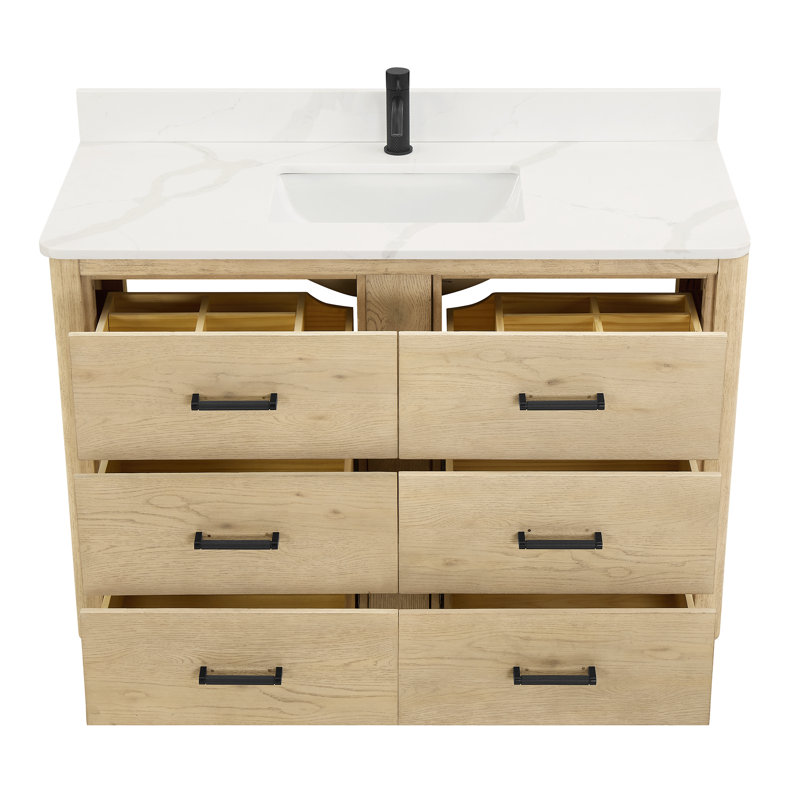 Ensemble de meuble-lavabo simple 48 po Porto, Chêne naturel, Noir mat