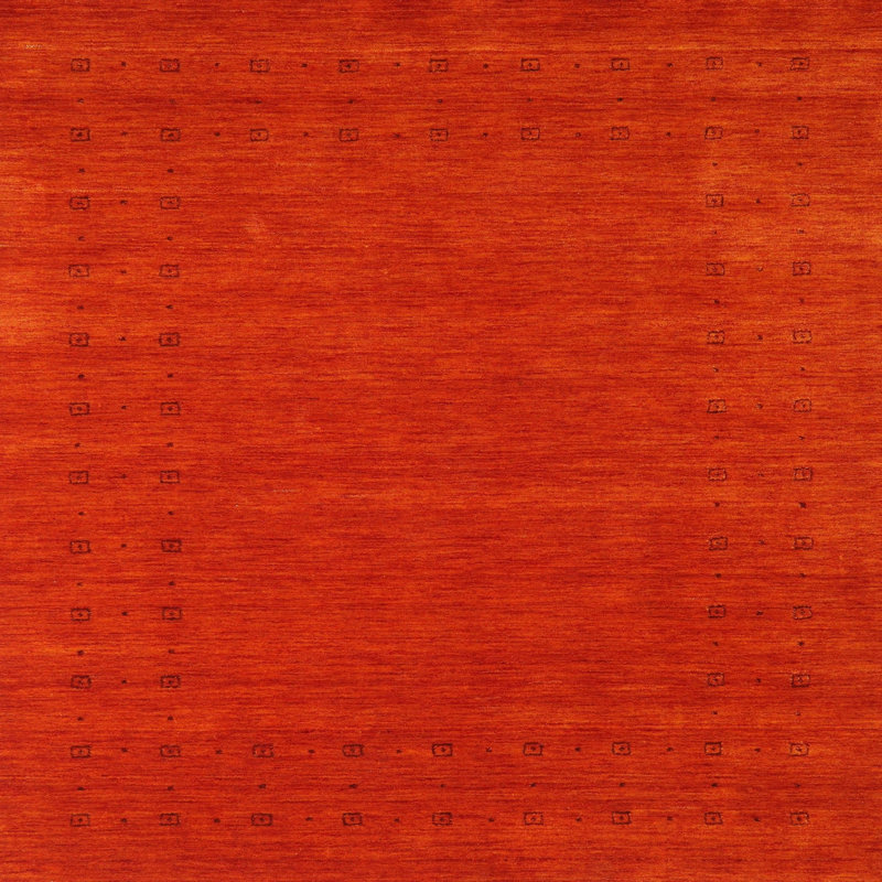 Tapis de zone orange contemporaine, Carré 7 pi x 7 pi