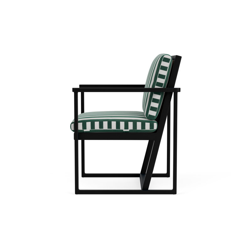 Summit Outdoor Dining Armchair, Ebony, Hickory, Safari White Stripe