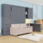 Grand lit escamotable avec canapé et bureau, tiroirs, tablettes-770623779