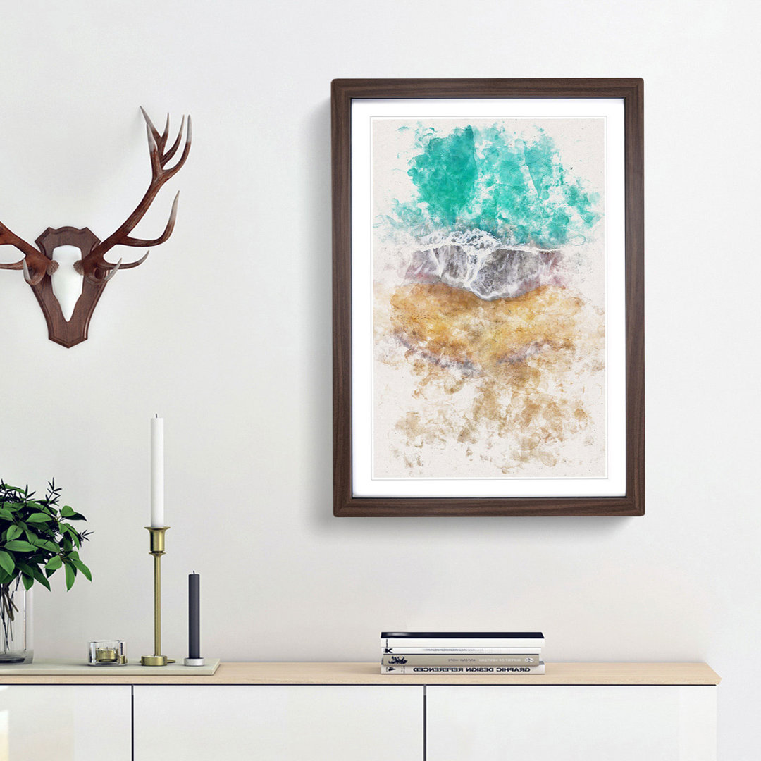 Gold Coast Beach In Australia Watercolour - Picture Frame Graphic Art