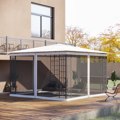Paroi latérale de remplacement pour pavillon de jardin 10 pi x 12 pi, blanc - avec débris, étapes d'installation simple, remplacement de la paroi latérale, espace de rangement extérieur gardé, processus