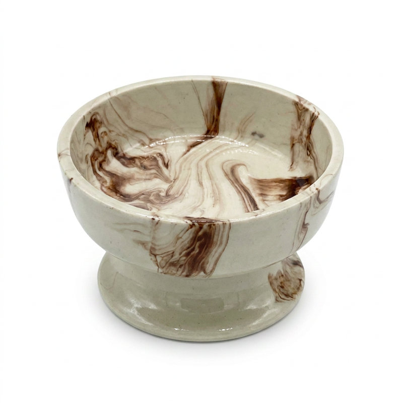 Gamelle surélevée moderne marron à motif tourbillon pour chats et petits chiens (15 cm de diamètre x 8 cm de hauteur), Brun