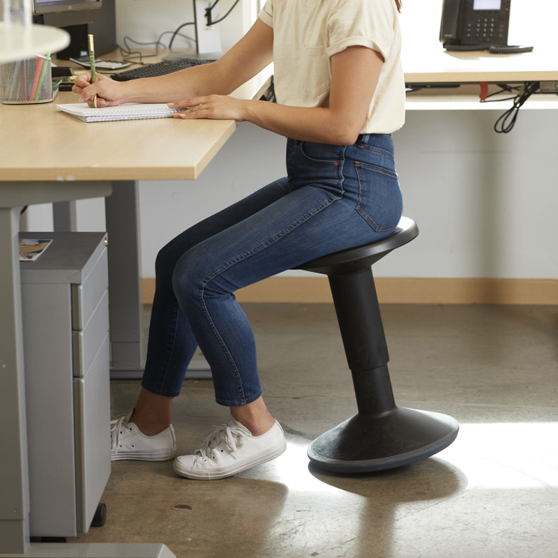 Black Adjustable Height Wobble Stool with Cushioned Seat