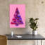 Pink Abstract Christmas Tree Abstract Colorful Contemporary Christmas Tree Winter Landscape Wall Art Print-1383711675