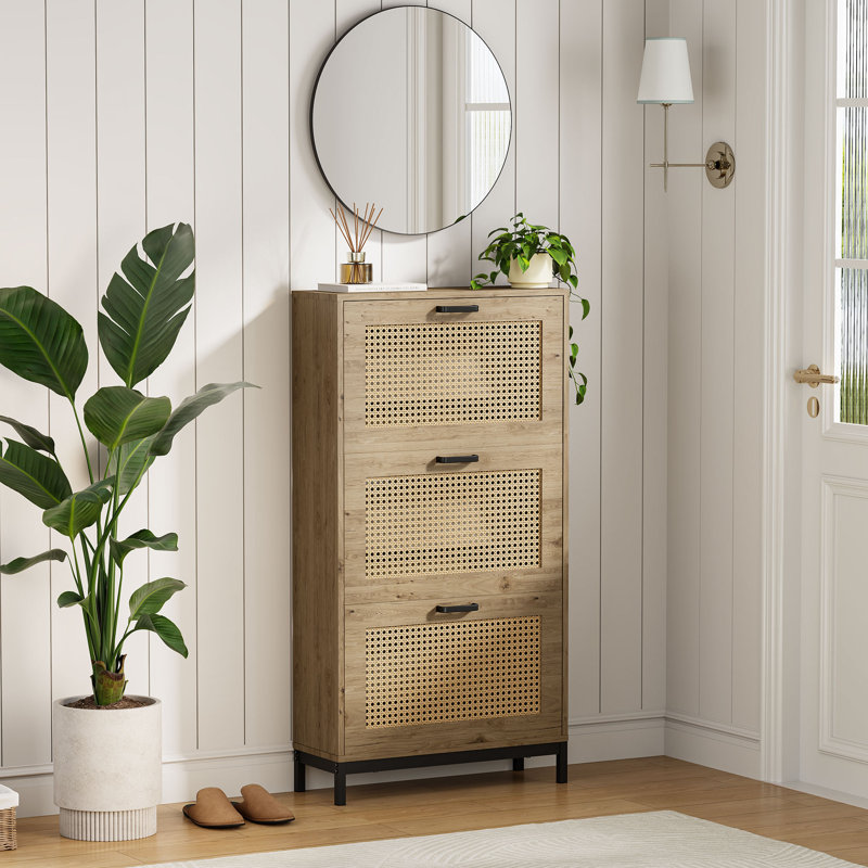 Lena Rattan Shoe Storage Cabinet