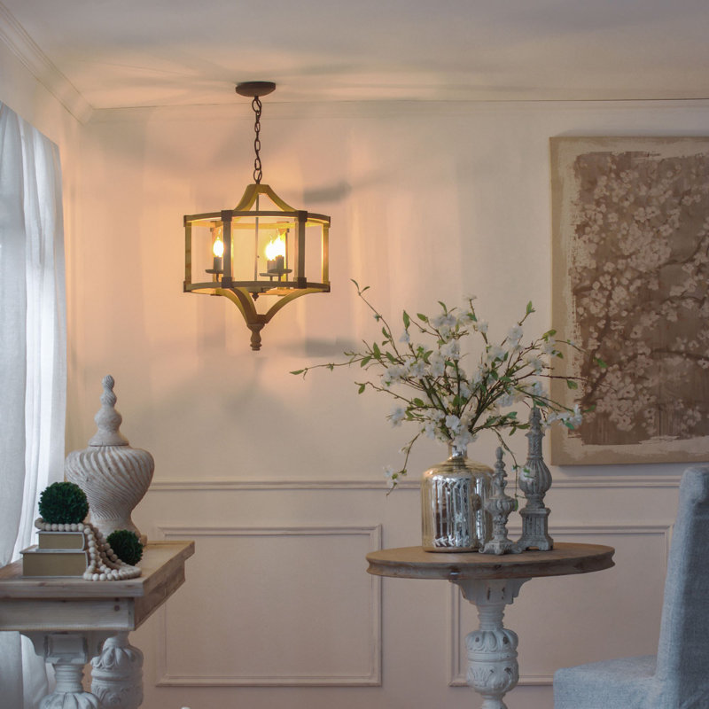 Lustre tambour en bois 3 lumières