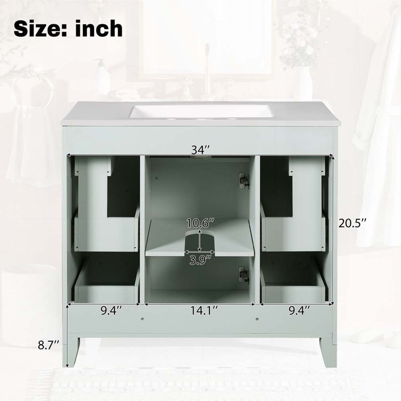 Meuble-lavabo 36 po avec lavabo en céramique