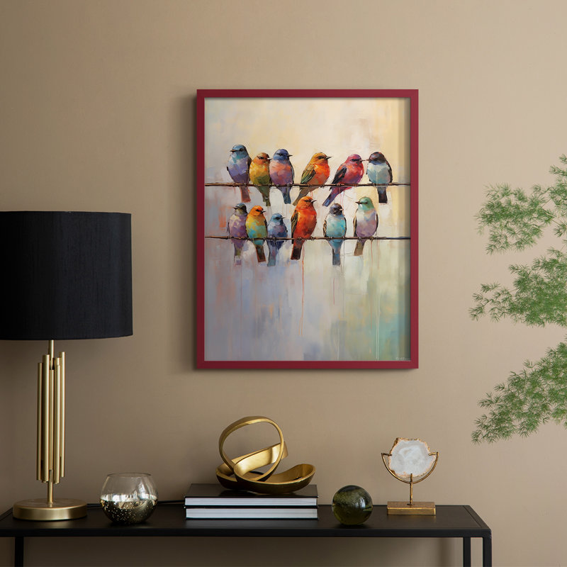 ANIMALS Series, impression encadrée, bois massif, H 21 po x l 17 po, Rouge