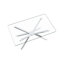 Table basse rectangulaire en verre trempé transparent de 39,37 pouces de style moderne avec pieds en métal durables pour le salon