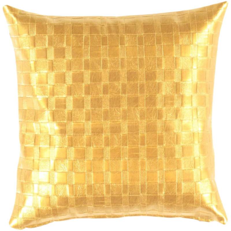 Coussin décoratif en cuir doré 20 po