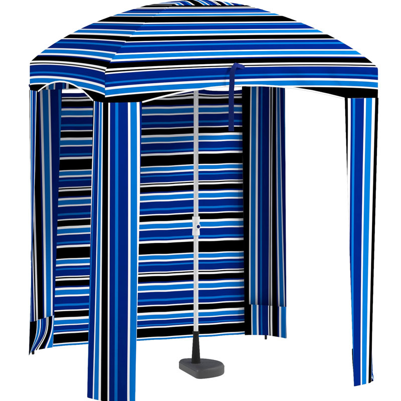 Parasol de plage 5,9 'X - Rayures bleues, blocs, murs à volants, évents, sacs de sable, sac de transport inclus