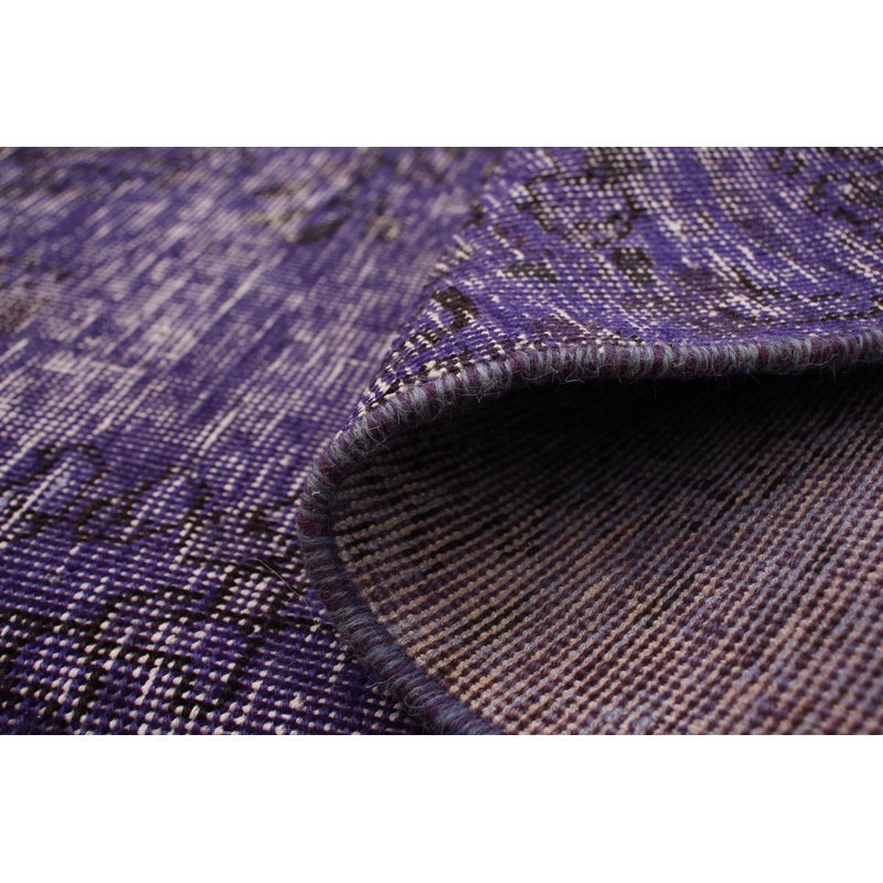 Tapis en laine mauve noué à la main de style années 1990 de conception unique 6 pi x 9 pi 1 po Finlo