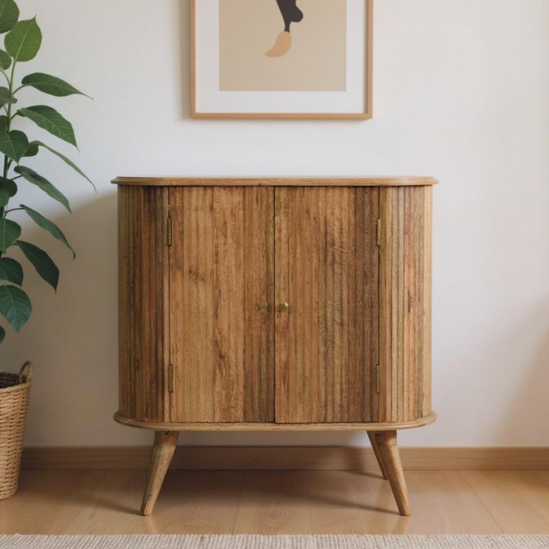 Armoire 32 "à texture ovale en bois massif brun avec deux portes