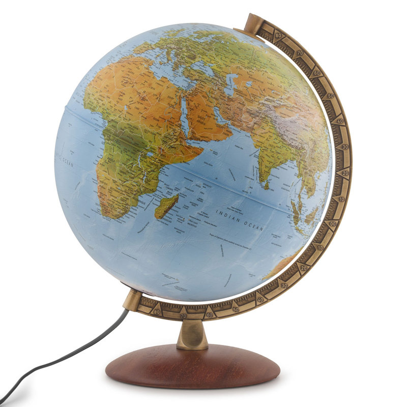 Globe à base de socle, Brun et bleu