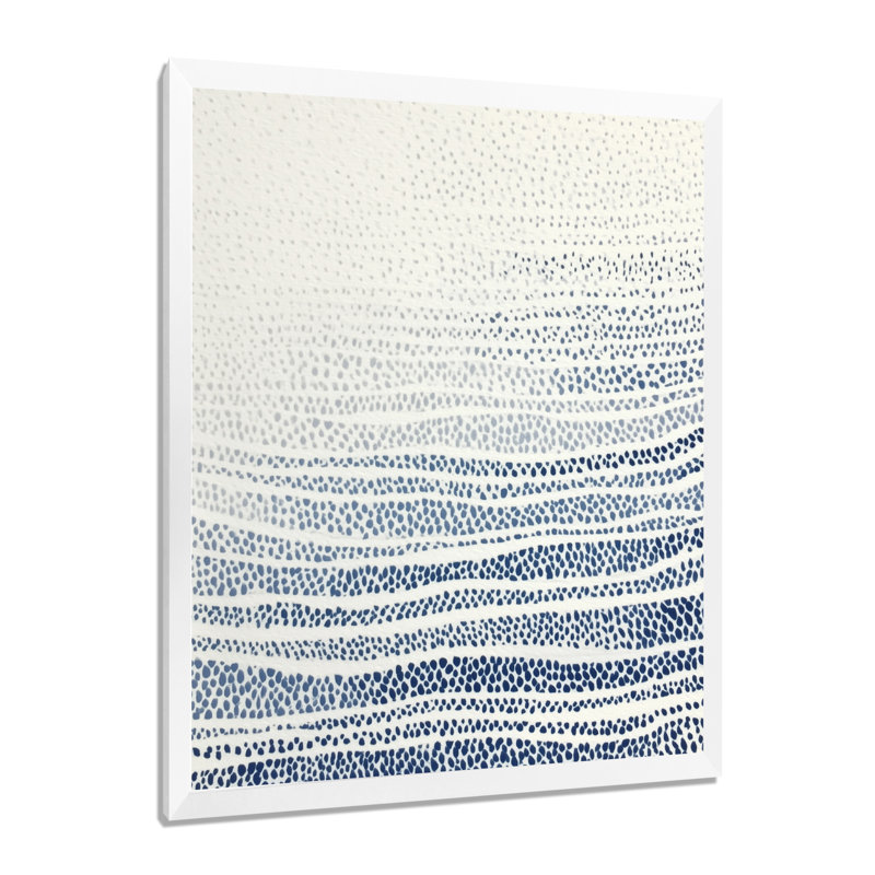 «Blue and Beige Oceanic Seaweed» - art mural côtier, impression sur toile bleu côtier, H 32 po x l 16 po, Blanc