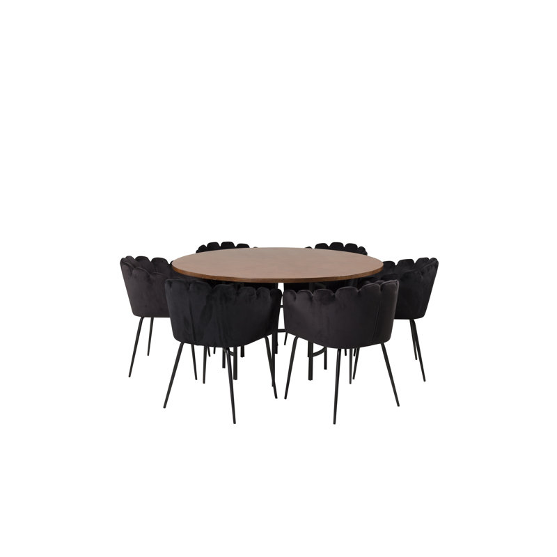 Glendale 6 - Person Dining Set, Brown, Black, Black