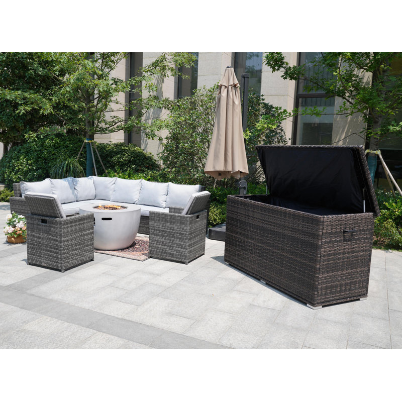 Ensemble de conversation modulaire 8 pièces avec coussins 8 pièces, gris