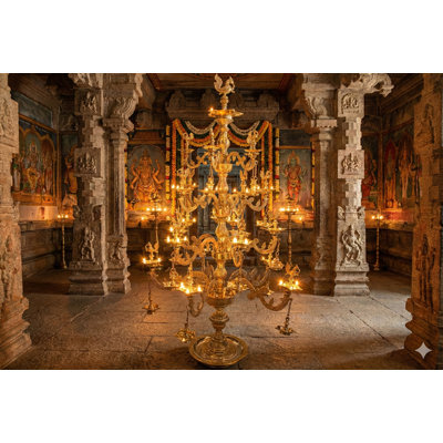 66" Extra Large Fully Carved Brass Peacock Annam Lamp - Handmade South Indian Temple Multi-Tier Oil Lamp for Grand Entrance Hotel Lobby Decor
