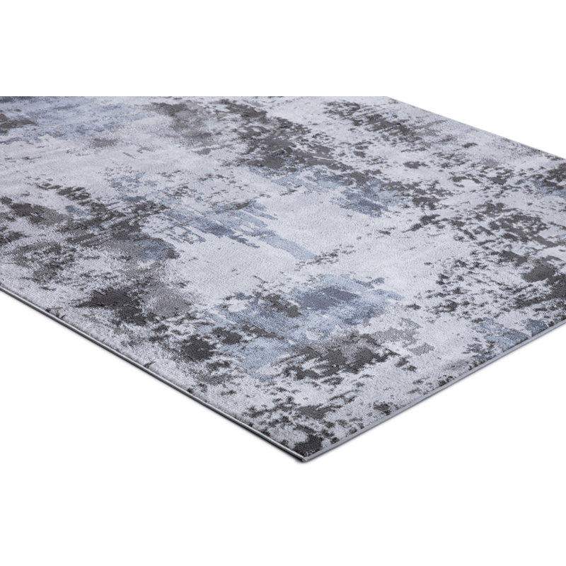 Tapis gris pacifique à motif abstrait Pacific, Rectangle 3 pi 3 po x 4 pi 7 po