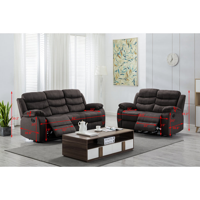 Ensemble de salon inclinable 2 pièces Januari, Brun