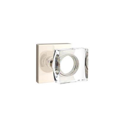 Ensemble de boutons d'intimité avec rosette carrée et poignée carrée moderne en verre Emtek