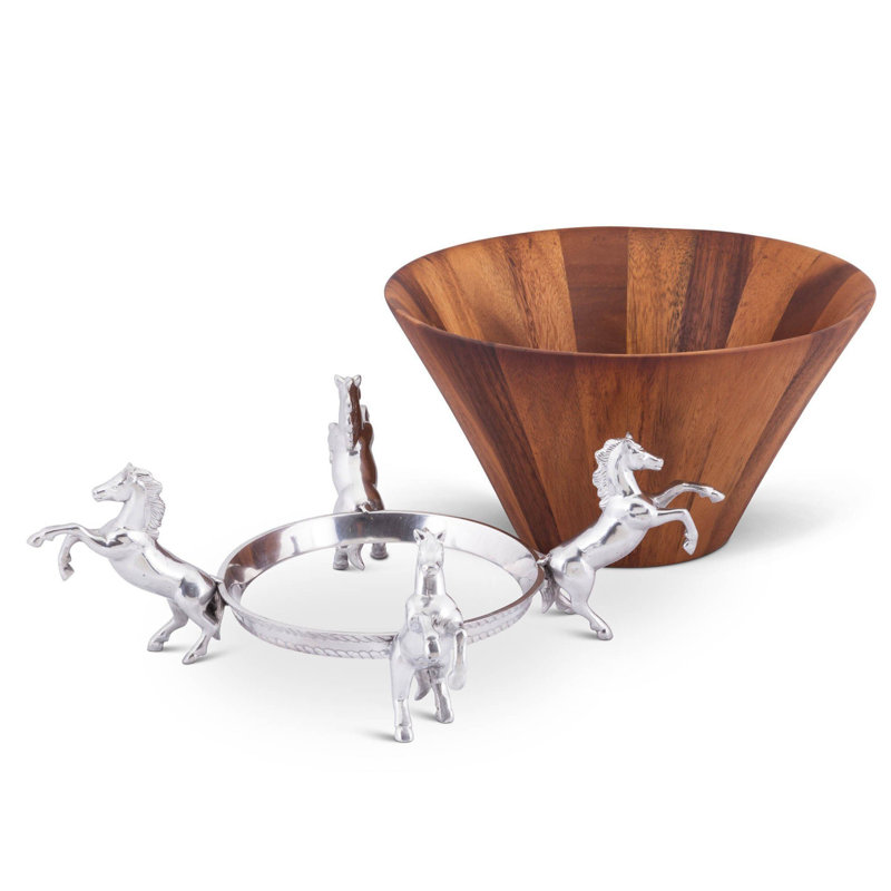 Equestrian Wood Salad Bowl