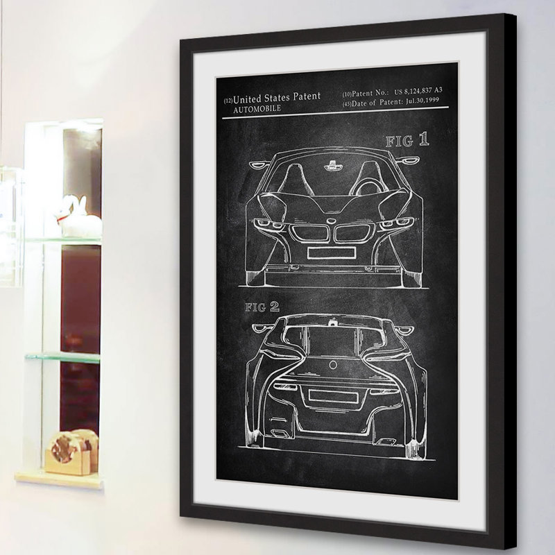 « bmw i8 sports voiture », reproduction d’art encadrée, H 18 po x l 12 po x P 1,5 po