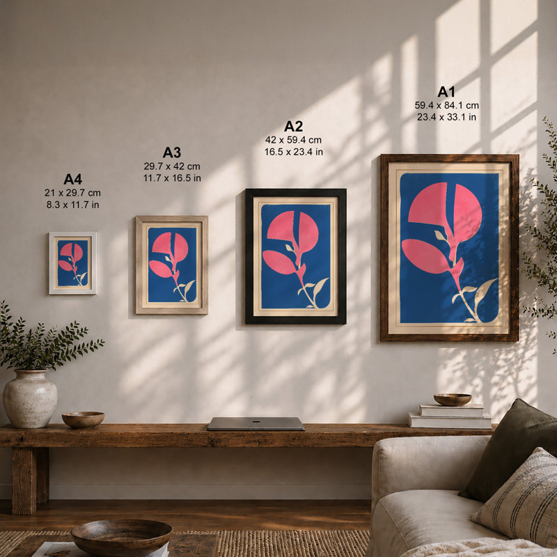 Pink Stem Botanical - Framed Print, A4 - 29.7 x 21.0 cm, White