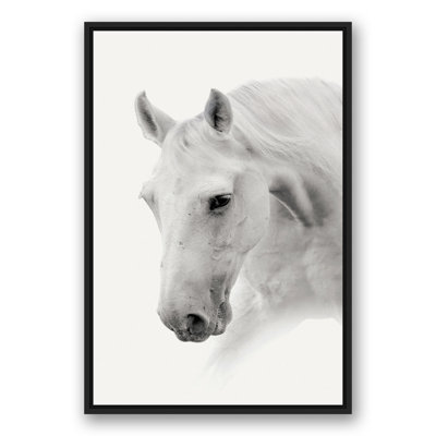 Cheval noir et blanc, reproduction sur toile