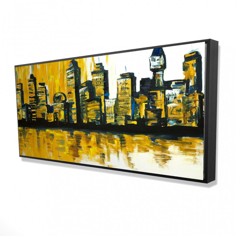 Yellow city - 24"x48" Framed canvas