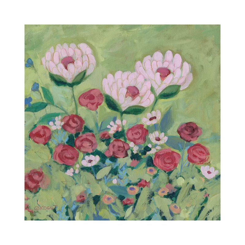 Floral XXX by Teresa Kogut - Painting on Canvas, Wrapped Canvas, 45.72cm H x 45.72cm W x 3.81cm D