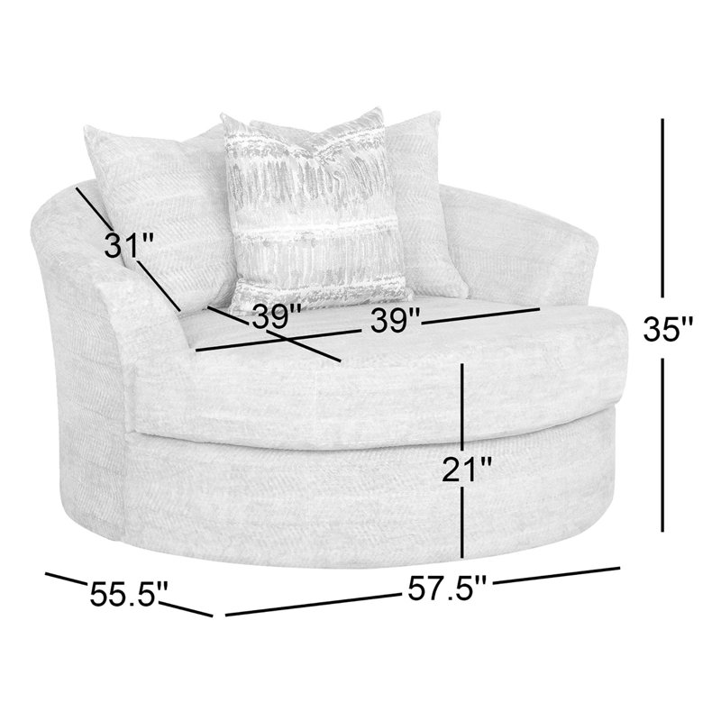 Fauteuil demi-tonneau pivotant en polyester 58 po Tovey