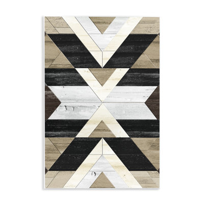 Rustic Linear Aztec Shapes Wall Plaque Art by Erica Billups