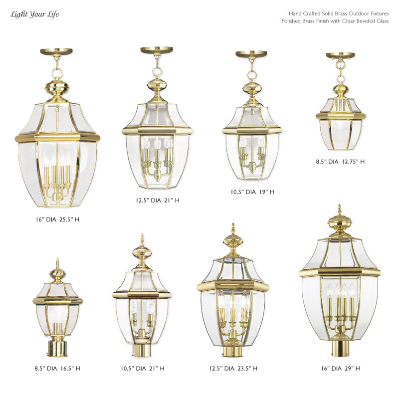 Tête de lanterne câblée 1 lumière Arelene, H 29 po x l 16 po x P 16 po, Laiton poli